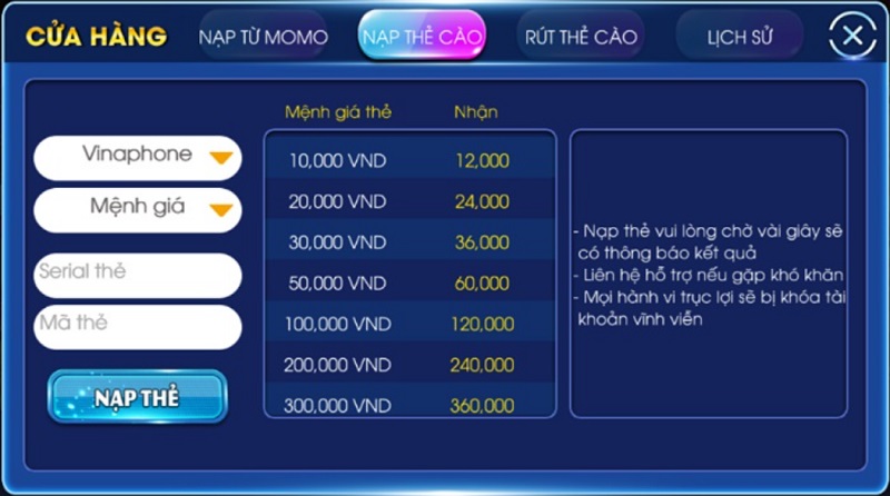 Các hình thức nạp tiền vào tài khoản chơi game của cổng game E168