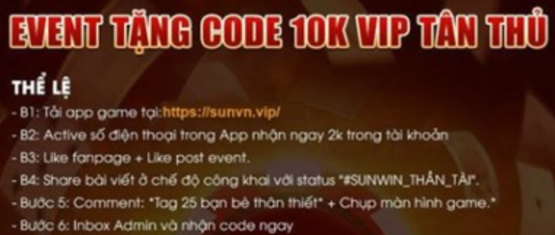 Chương trình khuyến mãi tại cổng game Sunvn Vip cực sốc