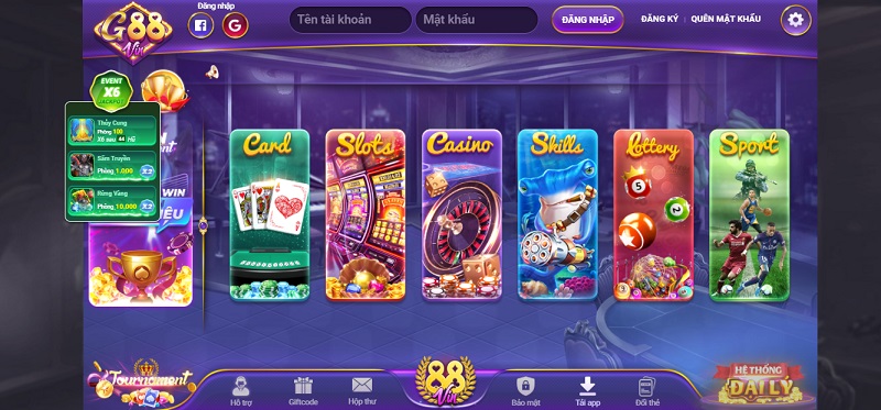 Giao diện của cổng game 1G88 thu hút, khó rời mắt