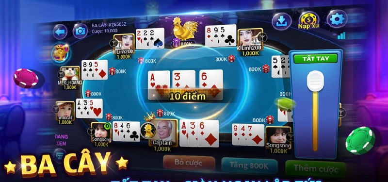 Game bài ba cây của cổng game Waha Club