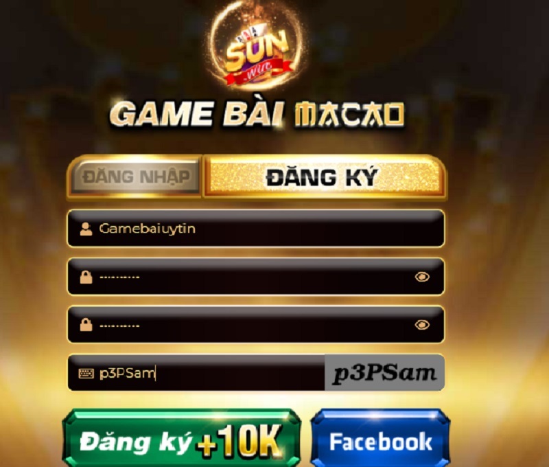 Đăng ký tài khoản cực nhanh tại cổng game Sunvn Vip